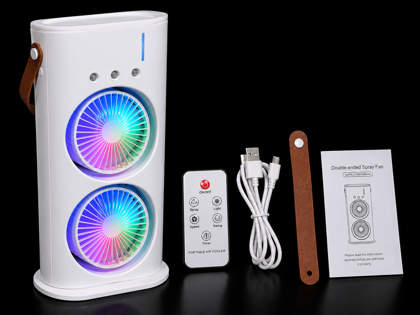 Dual Fan Air Cooler with Mist & RGB Light
