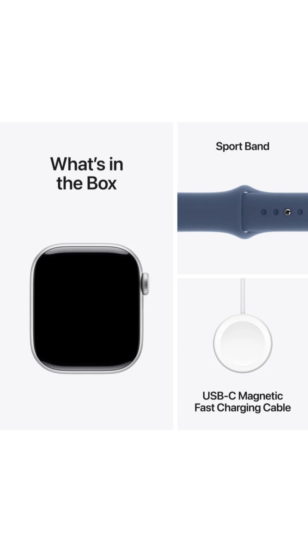 Apple Watch Series 10 GPS  42 mm silver Alminium with denim sport Band (Denim Strap Free Size)